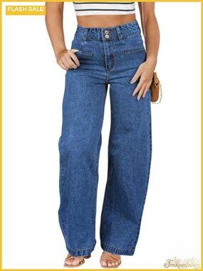 Plus Size High Waisted Wide Leg Jeans with Pockets